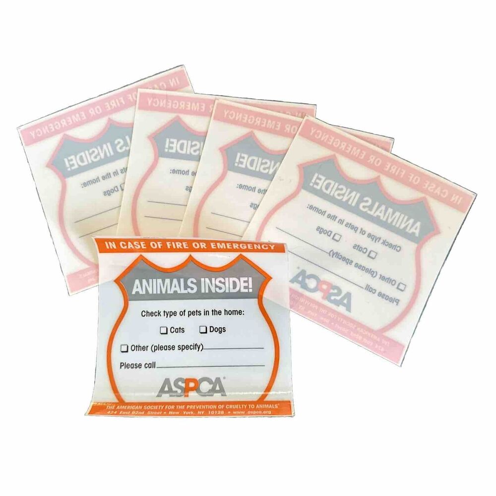 Animals Inside Window Sticker Decal (5) ASPCA In Case Of Fire Emergency Inside - Picture 2 of 2